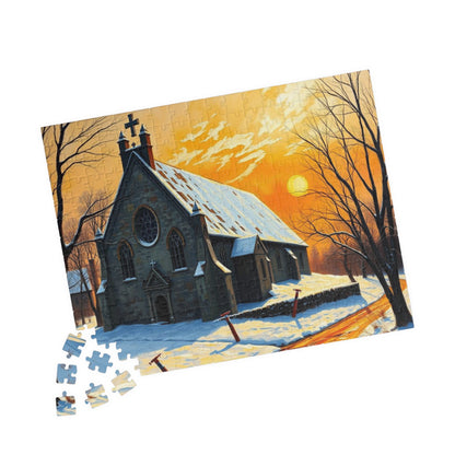Twilight Cathedral Jigsaw Puzzle - Mystical Winter Chapel, Gothic Art Print, Dark Fantasy Art Gift for Puzzle Enthusiasts, Holiday Activity Puzzle The Puzzle Chest
