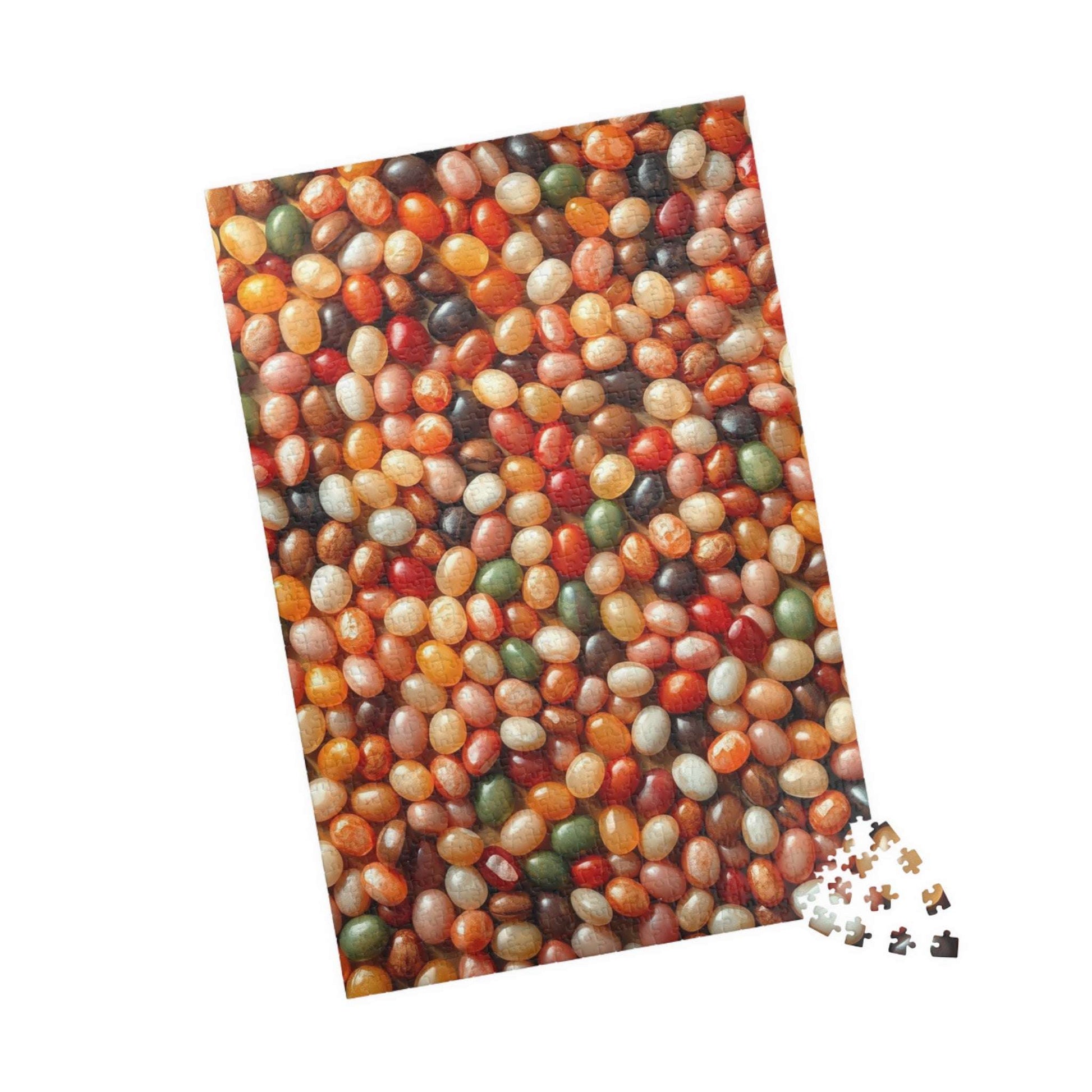 Chaotic Jelly Beans Puzzle, Vibrant Candy-Themed Jigsaw, Earth Tones Food Collage, Family Activity, Quiet Pastime, Foodie Puzzle Lover Puzzle The Puzzle Chest