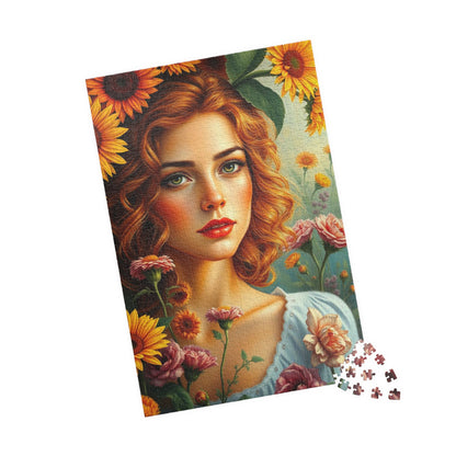Sunflower Muse Jigsaw Puzzle for Adults, Woman Floral Portrait, Creative Hobby Puzzle Gift for Friends and Family, Fun Challenge Puzzle The Puzzle Chest