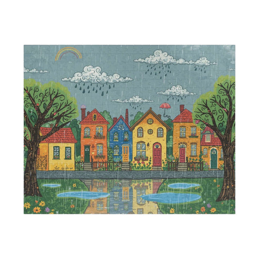 Charming Neighborhood Jigsaw Puzzle - Rainy Day In Town 520 pcs (Horizontal) Puzzle The Puzzle Chest