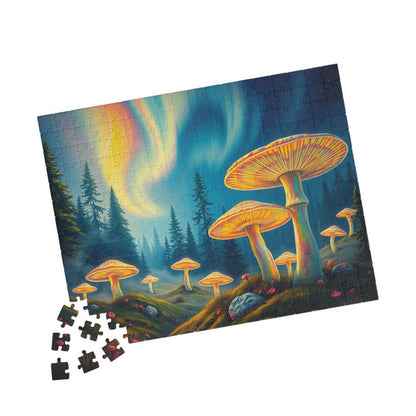Enchanted Mushroom Puzzle with Aurora Borealis Design - Perfect Gift for Nature Lovers, Family Game Night, and Relaxation Puzzle The Puzzle Chest