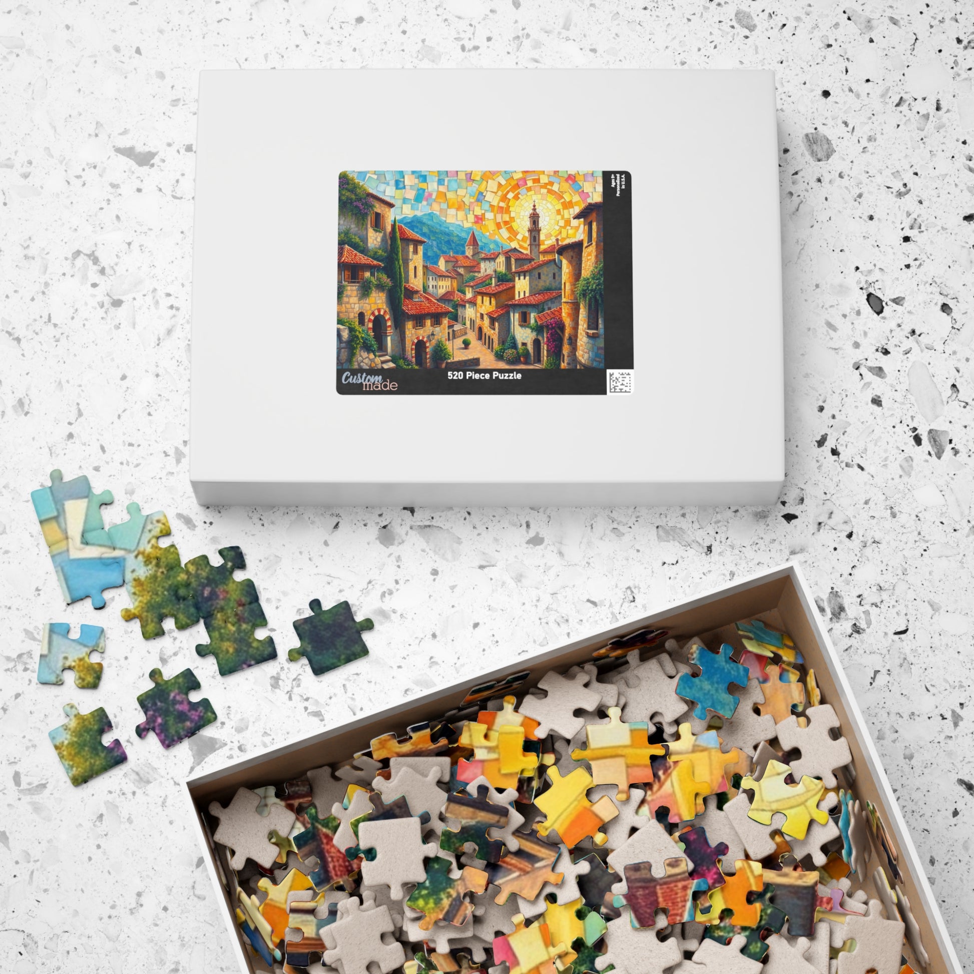 Quaint Medieval Village Mosaic Puzzle, 110 252 520 1014-Piece Jigsaw, Relaxing Mindfulness Activity, Family Friendly Tabletop Game, Hobby The Puzzle Chest
