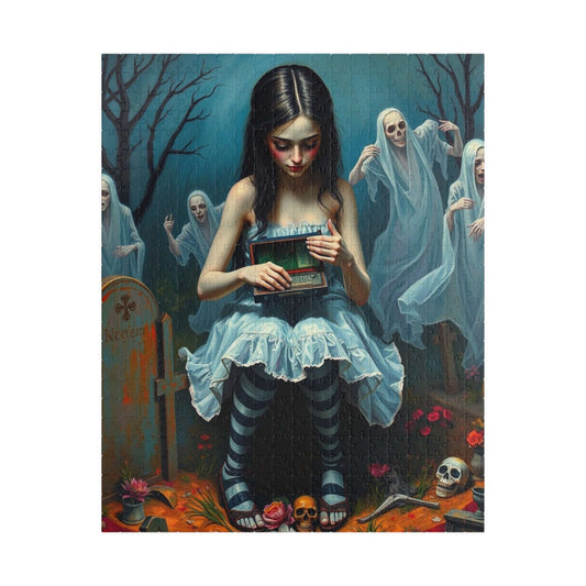 Gothic Art Jigsaw Puzzle - Melancholic Woman in Graveyard, Best Unique Halloween Gifts for Adult Puzzle Lovers, Mystery Vibe 520 pcs (Vertical) Puzzle The Puzzle Chest