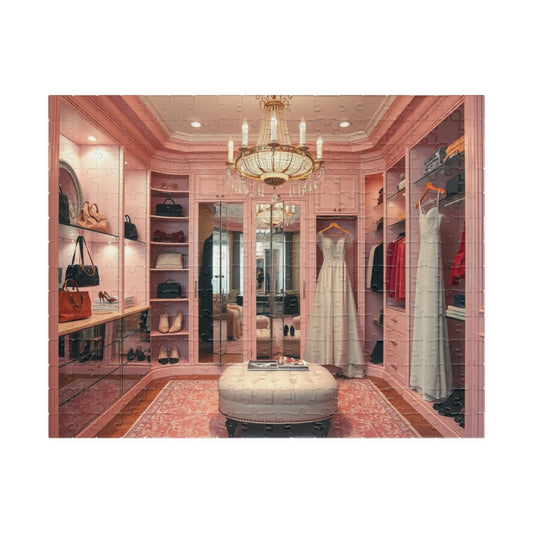 Elegant Boutique Style Closet Puzzle, Luxury Pink and Cream Walk in Closet Jigsaw Game, Relaxing Activity, Mother's Day Gift for Her 252 pcs (Horizontal) Puzzle The Puzzle Chest