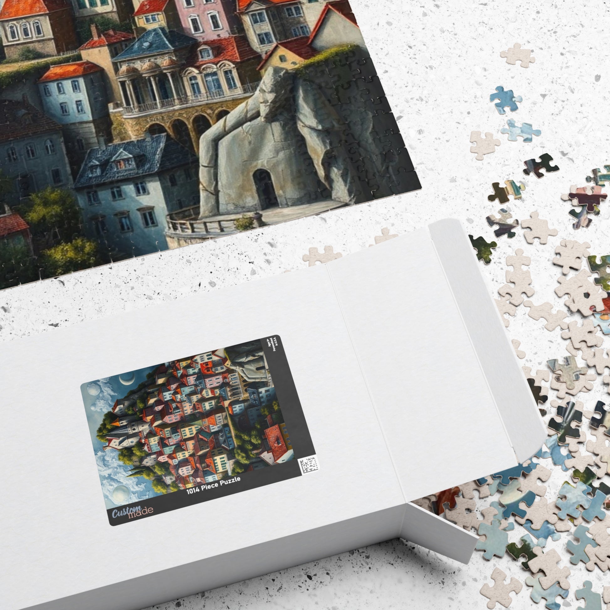 Whimsical Stacked Houses Puzzle, Hilltop Village Jigsaw Game for Adults, Ideal for Family Game Nights, Mental Exercise, Friend Gift for Puzzle Fan The Puzzle Chest