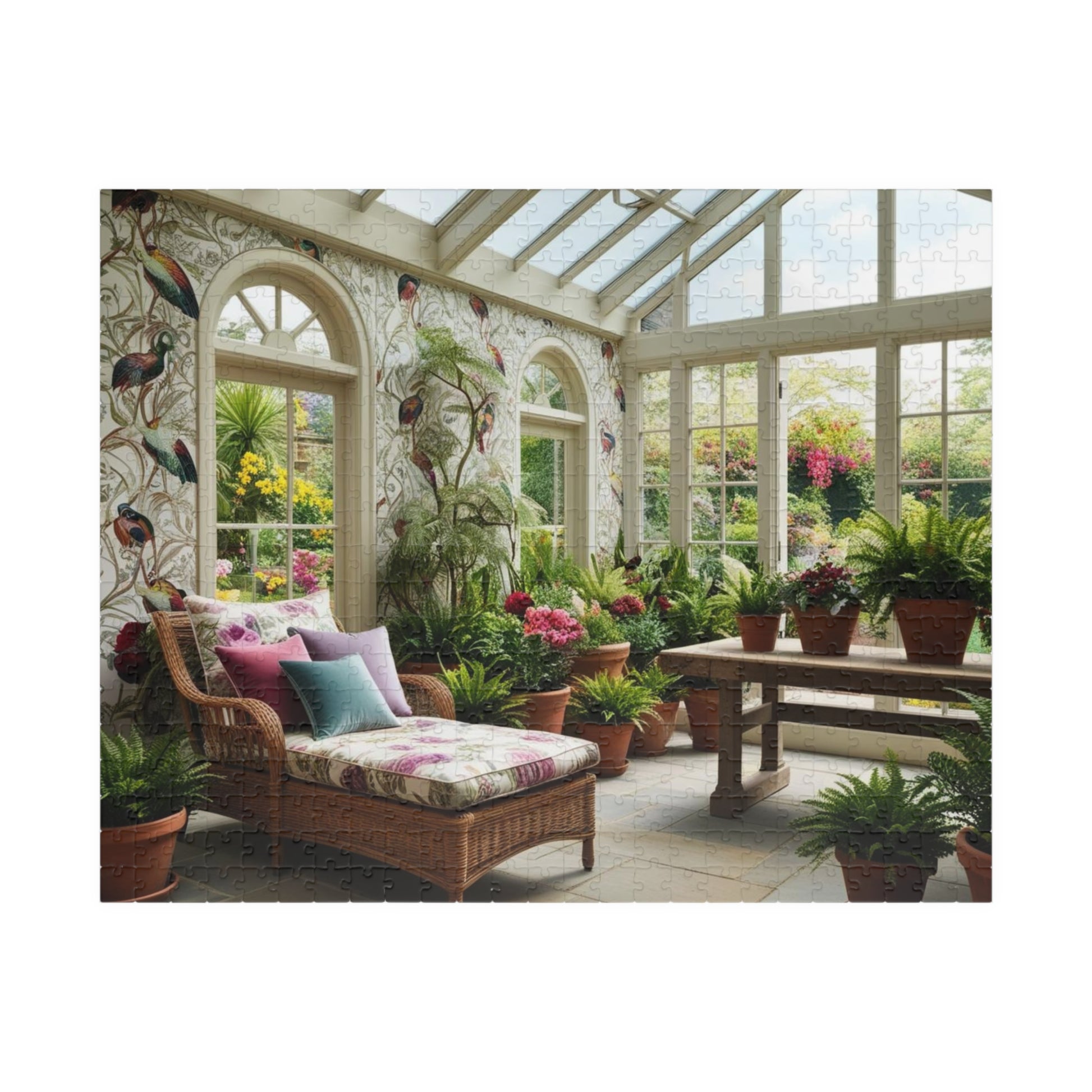 Vintage Sunroom Serenity Puzzle, Relaxing Adult Jigsaw Game for Family Bonding Activity or Solo Fun, Nature Scene, Puzzle Enthusiast Gift 520 pcs (Horizontal) Puzzle The Puzzle Chest