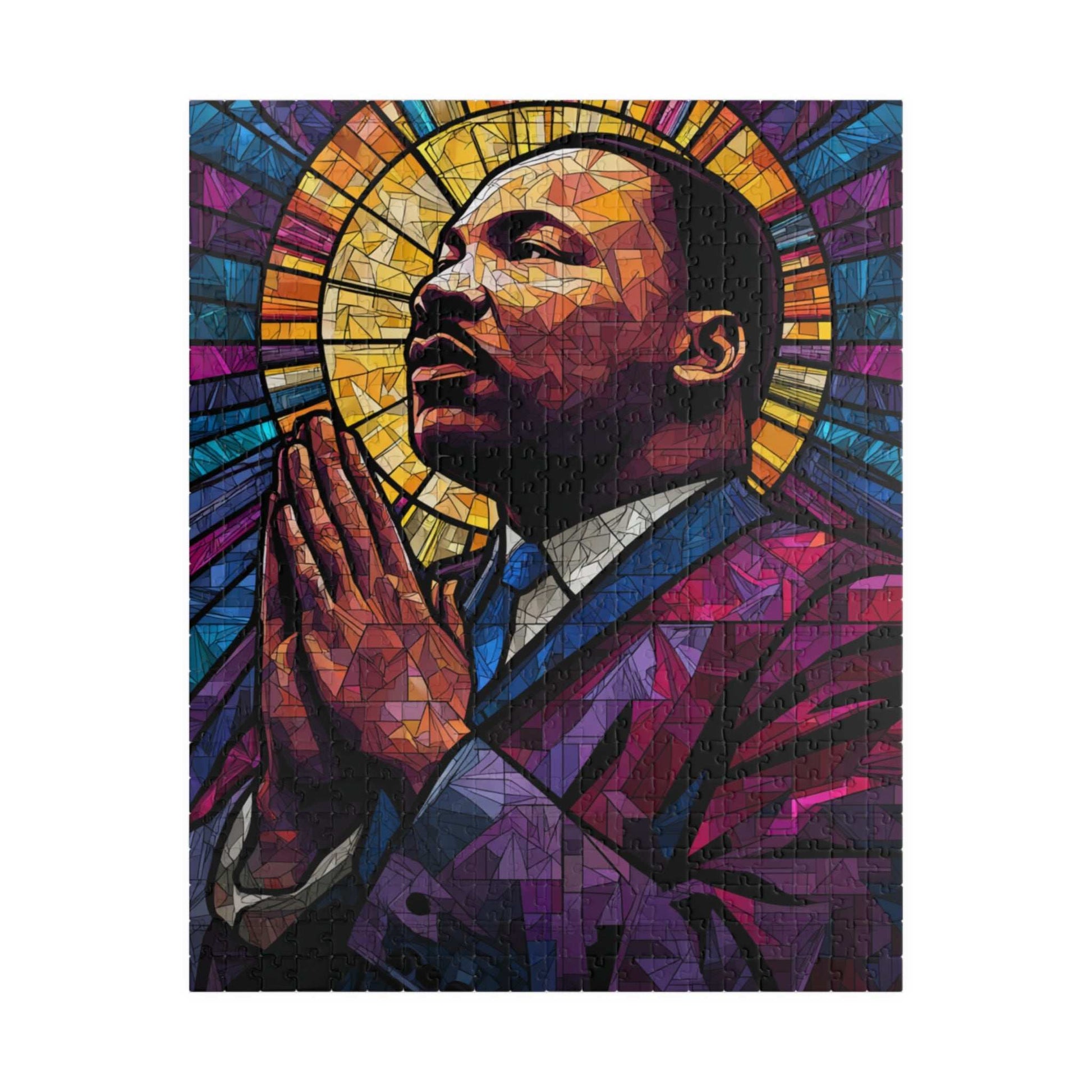 Afrocentric Jigsaw Puzzle – Stained Glass Dr. Martin Luther King Jr. Artwork, Black History Month Educational Puzzle, Inspirational MLK Puzzle Gift Puzzle The Puzzle Chest