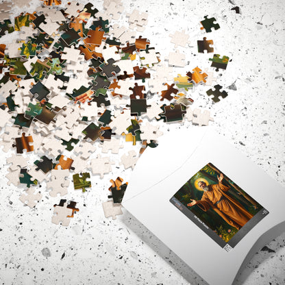 Jigsaw Puzzle, Saint Francis of Assisi in Lush Forest, Religious Home Entertainment, Gifts for Spirituality, Meditation, Family Game Night