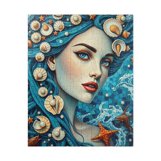 Mosaic Portrait Oceanic Goddess Puzzle, 110-1014 Piece Nautical Jigsaw Game, Unique Gifts, Mermaid Lovers, Relaxing Activity, Creative Fun 110 pcs (Vertical) Puzzle The Puzzle Chest