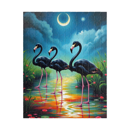 Moonlit Marsh March - Serene Flamingo Puzzle, 110, 252, 520, 1014-Piece, Holiday Birthday Gift for Bird Lover, Family Game Night, Home Decor