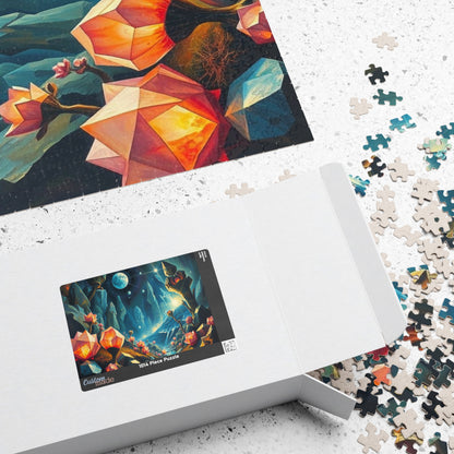 Surreal Biome Jigsaw Puzzle, Luminescent Flora and Geometric Shapes, Brain Teaser, Home Activity, Fantasy Gift Idea for Puzzle Lover, Friend Puzzle The Puzzle Chest