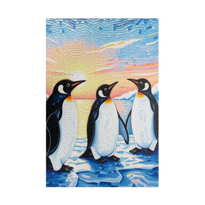 Penguin Mosaic Jigsaw Puzzle, Scenic Wildlife Arctic Sunrise Ice Winter Landscape Tabletop Game, Animal Theme Best Gift for Puzzle Fans 1014 pcs (Vertical) Puzzle The Puzzle Chest