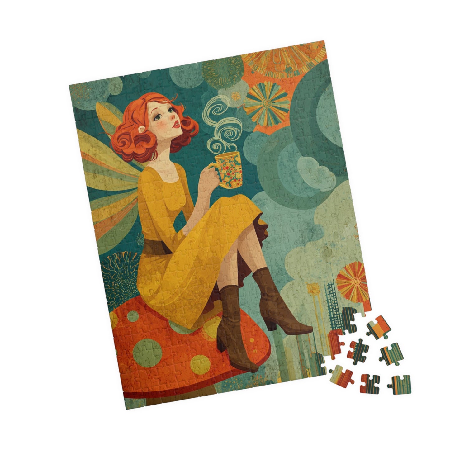 Retro 1970s Fairy Jigsaw Puzzle – Vintage Toadstool Fantasy Art, Nostalgic Autumn Illustration 252 pcs (Vertical) Puzzle The Puzzle Chest
