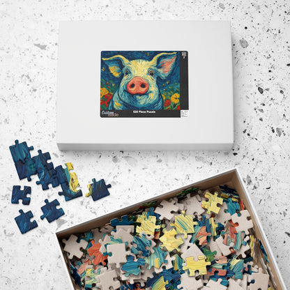 Whimsical Pig Puzzle, Fun Decor, Gift for Animal Lovers, Family Game Night, Unique Challenge, Farmhouse Style Puzzle The Puzzle Chest