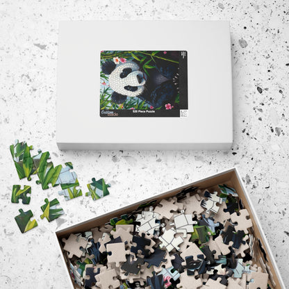 Peaceful Panda Mosaic Puzzle, Artistic Black and White Panda with Bamboo and Flowers Jigsaw Game, Nature Wildlife Theme, Animal Lover Gift Puzzle The Puzzle Chest