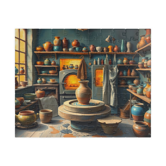 Artisan Pottery Shop Jigsaw Puzzle, Cute Colorful Ceramic Bowls, Vases and Potter's Wheel, Craft Lover Puzzle Enthusiast Gift, Relaxation 110 pcs (Horizontal) Puzzle The Puzzle Chest