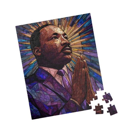 Afrocentric Black History Jigsaw Puzzle – Stained Glass Martin Luther King Jr. Puzzle, Civil Rights Movement Artwork, Inspirational African American Puzzle for Adults and Teens 110 pcs (Vertical) Puzzle The Puzzle Chest