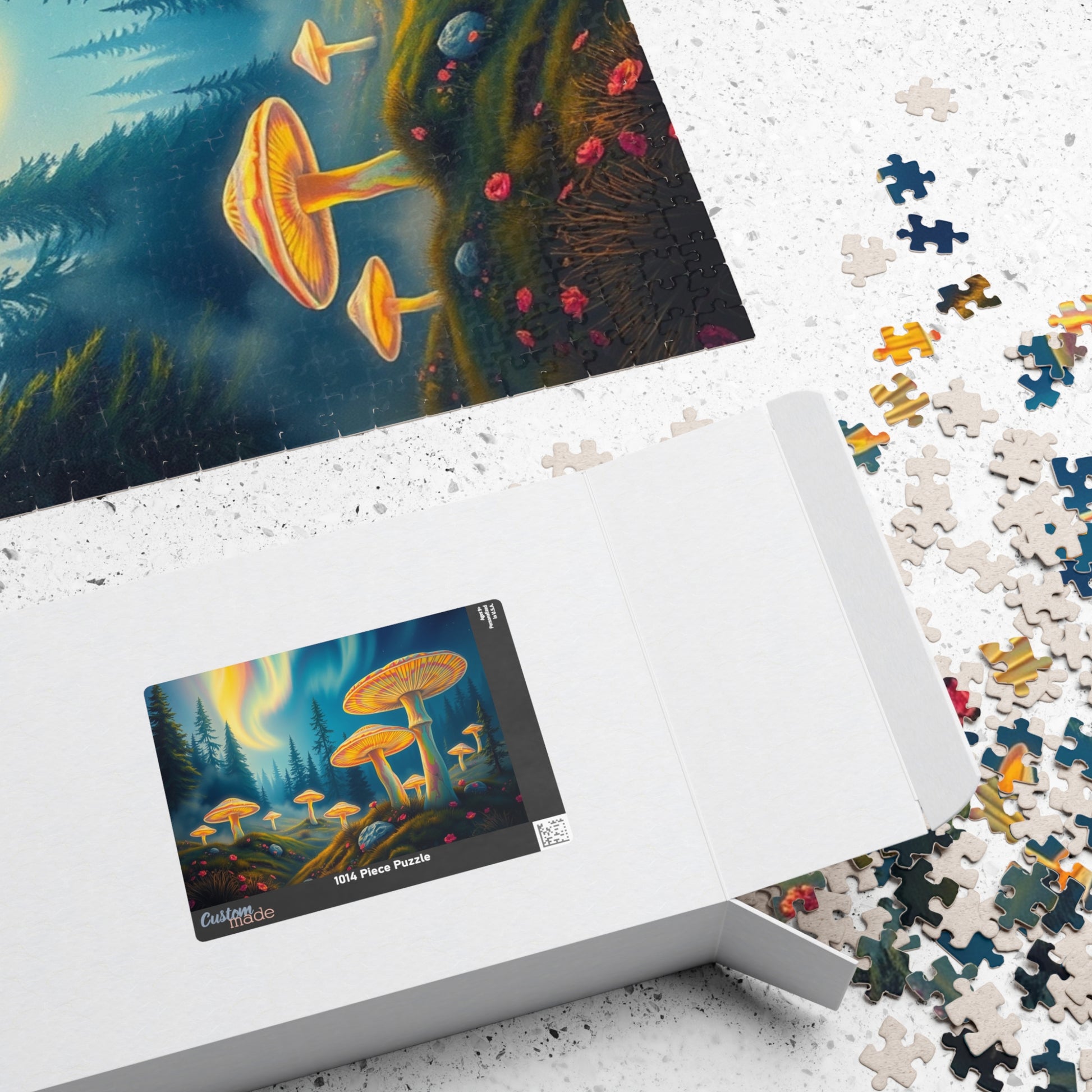 Enchanted Mushroom Puzzle with Aurora Borealis Design - Perfect Gift for Nature Lovers, Family Game Night, and Relaxation Puzzle The Puzzle Chest