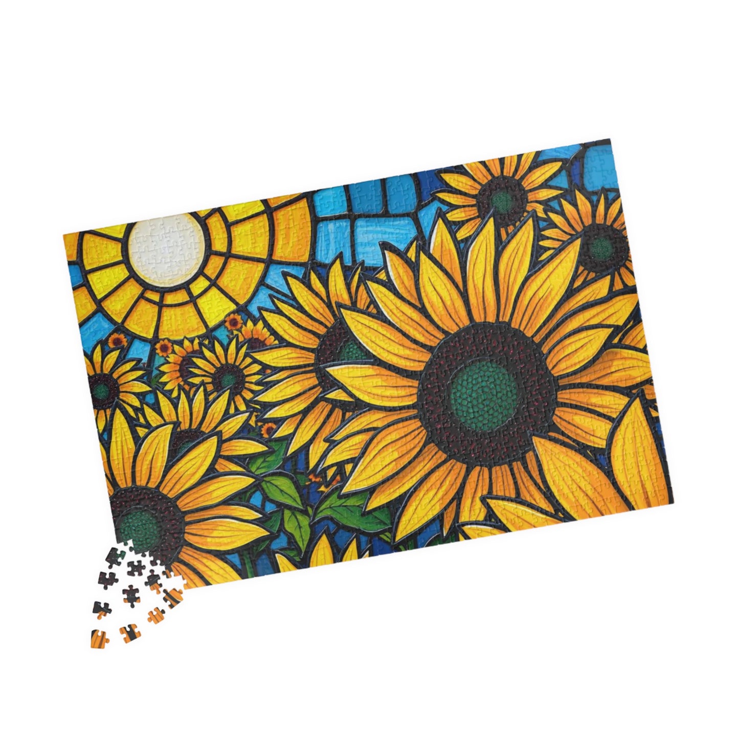 Bright Floral Horizon Sunflower Field Puzzle, Nature Art Landscape Jigsaw Game for Family Game Night, Adult Puzzle Lover Gift, Brain Teaser