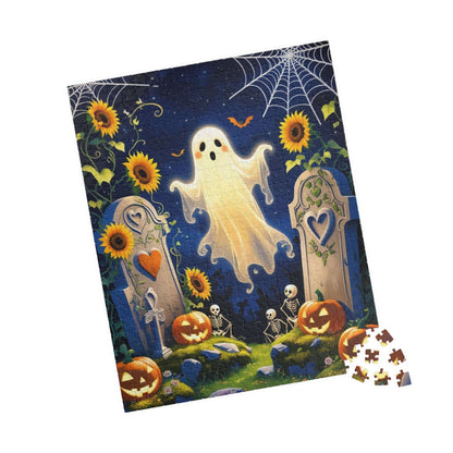 Blooming Graveyard Ghost Jigsaw Puzzle - 110, 252, 520, 1014-piece Halloween Puzzle