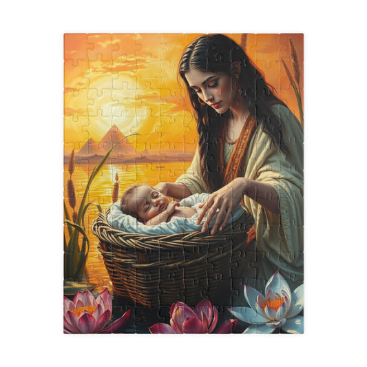 Christian Jigsaw Puzzle, Baby Moses Nile River Biblical Scene, Home Entertainment, Brain Teaser, Religious Puzzle Lover Gift for Friends