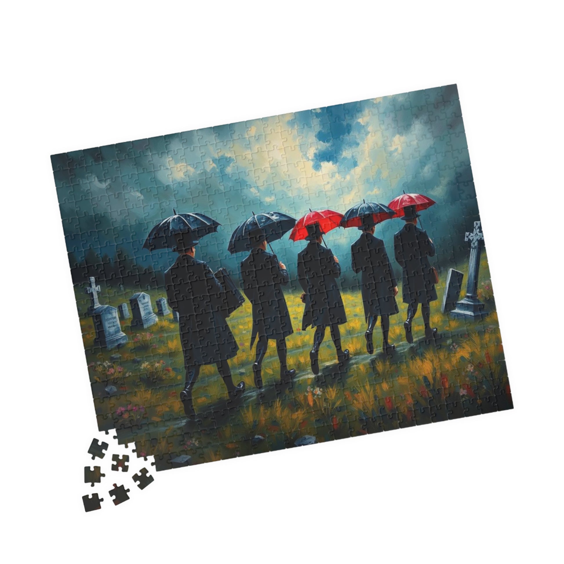 Gothic Procession Jigsaw Puzzle, Gothic Puzzle, Dark Art Puzzle, Stormy Cemetery Landscape Puzzle, 1000-Piece Puzzle Gift for Puzzle Lovers Puzzle The Puzzle Chest