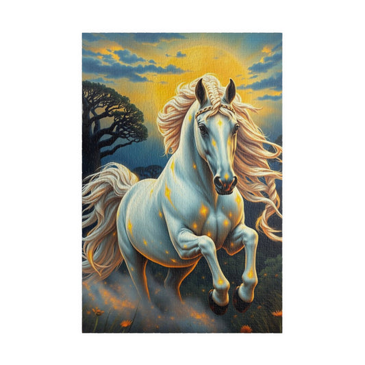 African Jungle White Horse Jigsaw Puzzle, Enchanting Horse Lover Gift for Friends, Family Game Night, Mindful Birthday Holiday Fun 1014 pcs (Vertical) Puzzle The Puzzle Chest