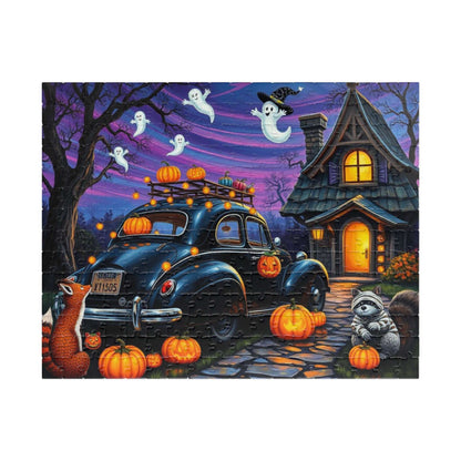 Moonlit Pumpkin Ride Jigsaw Puzzle - Halloween Theme, Spooky Fall Solo or Family Game with Ghosts and Pumpkins, Holiday Gift for Friends 252 pcs (Horizontal) Puzzle The Puzzle Chest