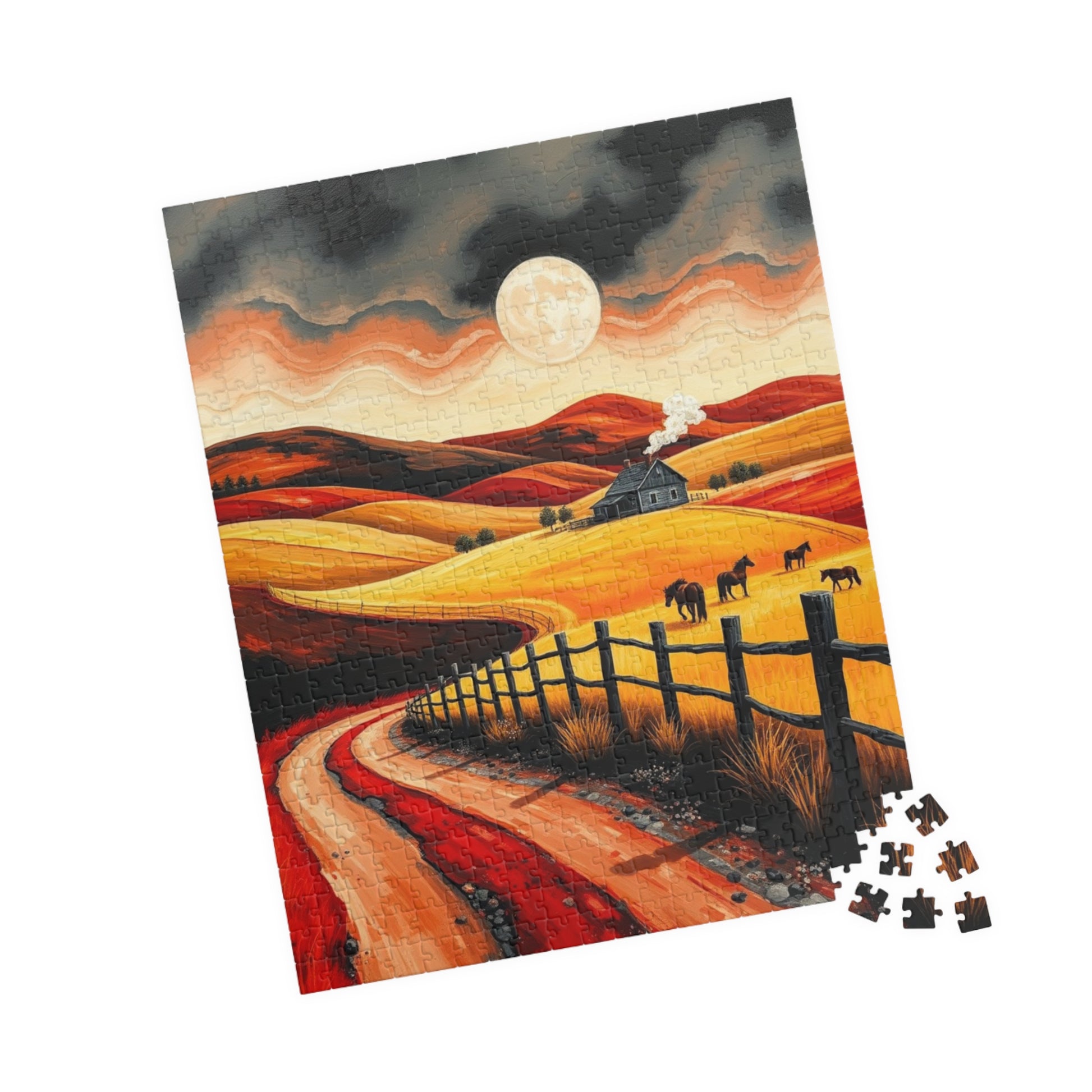 Sunset Pastoral Scene Puzzle - Tranquil Jigsaw for Family Fun, Gift for Friends, Home Decor, Cozy Nights Puzzle The Puzzle Chest