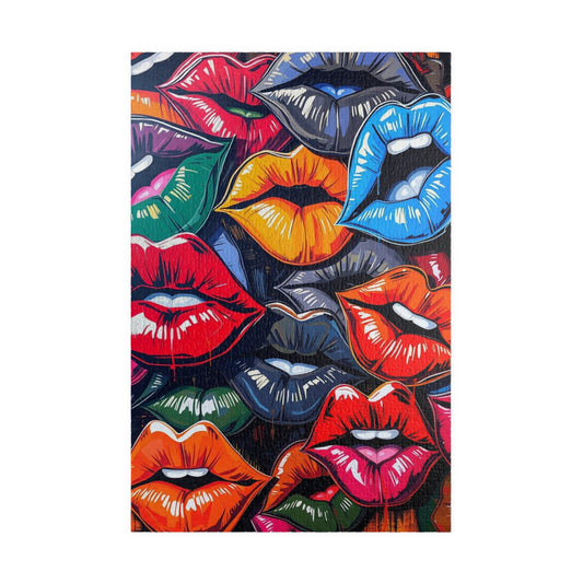 Colorful Lips Jigsaw Puzzle, Lipstick Kisses Collage, Fun Activity, Creative Hobby, Gift for Puzzle Lovers Art Enthusiast, Brain Teaser Game 1014 pcs (Vertical) Puzzle The Puzzle Chest