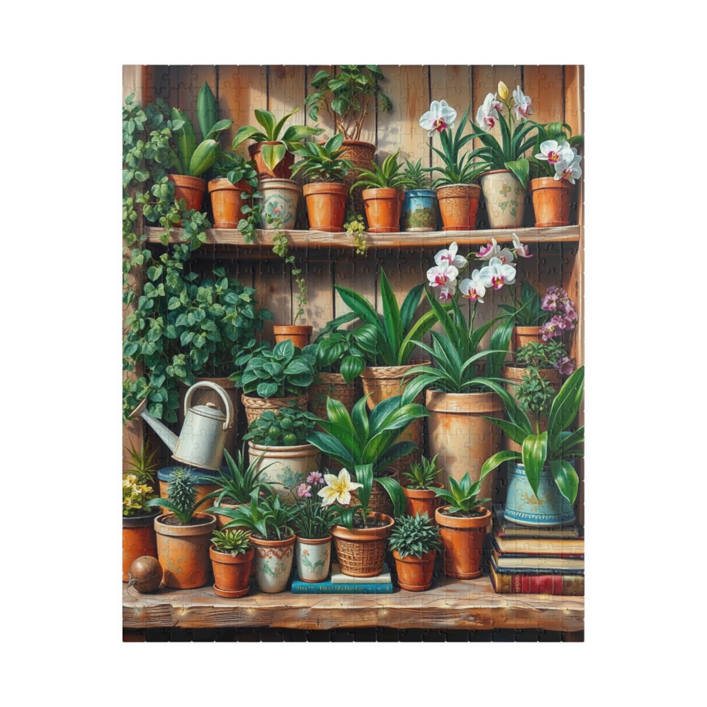 Botanical Garden Puzzle - Wooden Plant Shelf 110, 252, 520, 1014-piece | Nature Lover Gift, Family Activity, Botanical Art, Eco-Friendly Fun 520 pcs (Vertical) Puzzle The Puzzle Chest