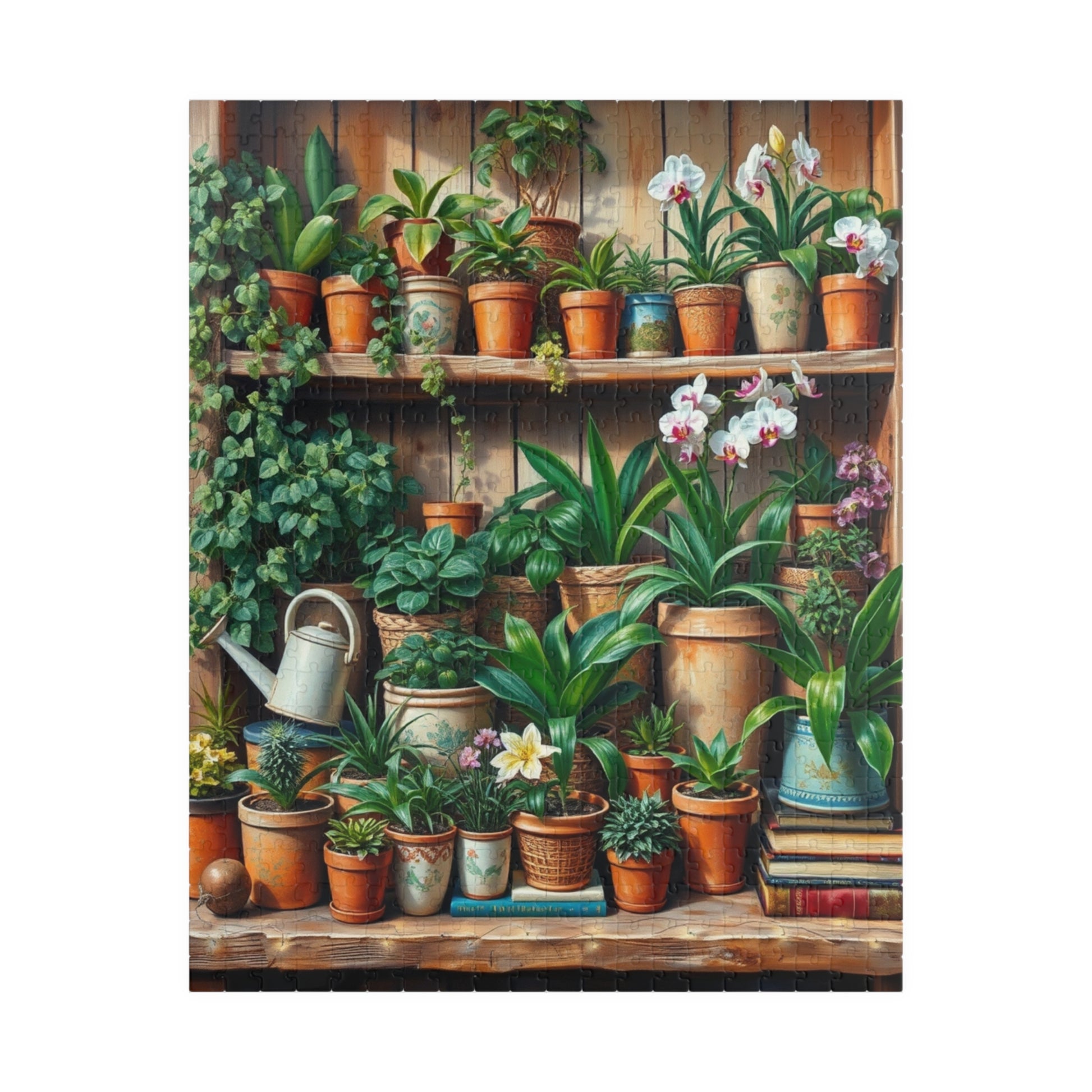 Botanical Garden Puzzle - Wooden Plant Shelf 110, 252, 520, 1014-piece | Nature Lover Gift, Family Activity, Botanical Art, Eco-Friendly Fun 520 pcs (Vertical) Puzzle The Puzzle Chest