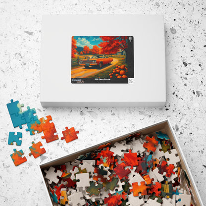 Autumn Vintage Car Puzzle, Orange 1969 Plymouth Road Runner, Retro Auto Jigsaw Game, Relaxing Fall Vibes, Gift for Car Lovers, Solo Fun Puzzle The Puzzle Chest
