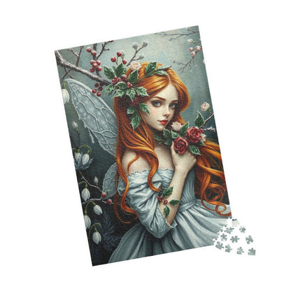 Winter Fairy-Themed Puzzle - Copper Hair, Silvery Gown and Icy Floral Art, 110-1014 Piece Gift for Puzzle Lover, Perfect for Holidays