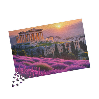 Ancient Acropolis Jigsaw Puzzle - Athens Overlooking Lavender Fields, 110 252 520 1014 Piece, Creative Activity for Adults Puzzle The Puzzle Chest