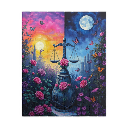 Enchanting Scales Puzzle | 110-1014 Piece Libra Zodiac Sign Jigsaw Game | Beautiful Floral Design | Perfect Gift for Friend Astrology Lover 110 pcs (Vertical) Puzzle The Puzzle Chest