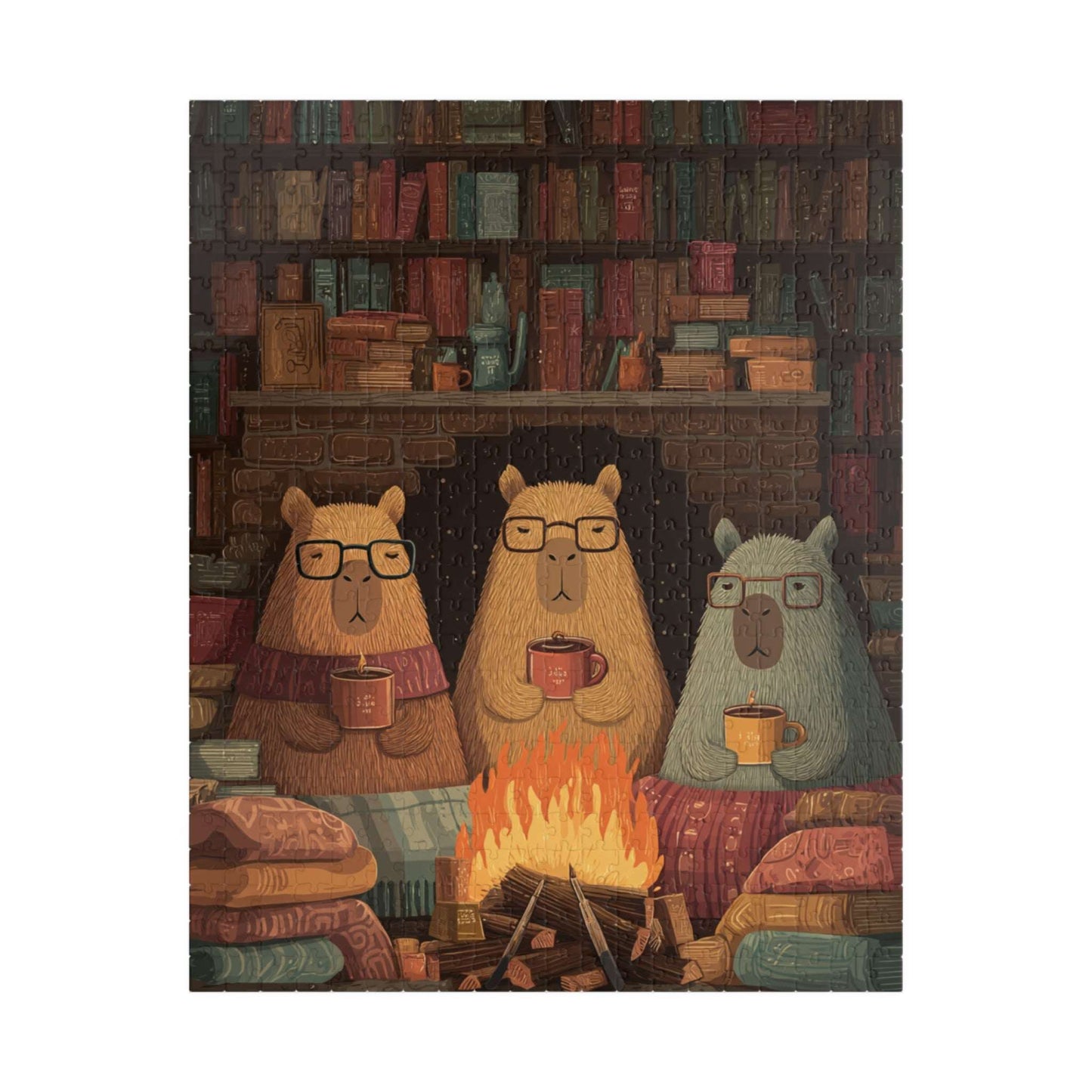 Fireside Reading with Capybaras Jigsaw Puzzle Puzzle The Puzzle Chest