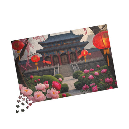 Forbidden City Beijing Jigsaw Puzzle with Peonies and Lanterns, 252 520 1014-Piece Puzzle, Chinese Landmark Gift, Creative Hobby Puzzle The Puzzle Chest