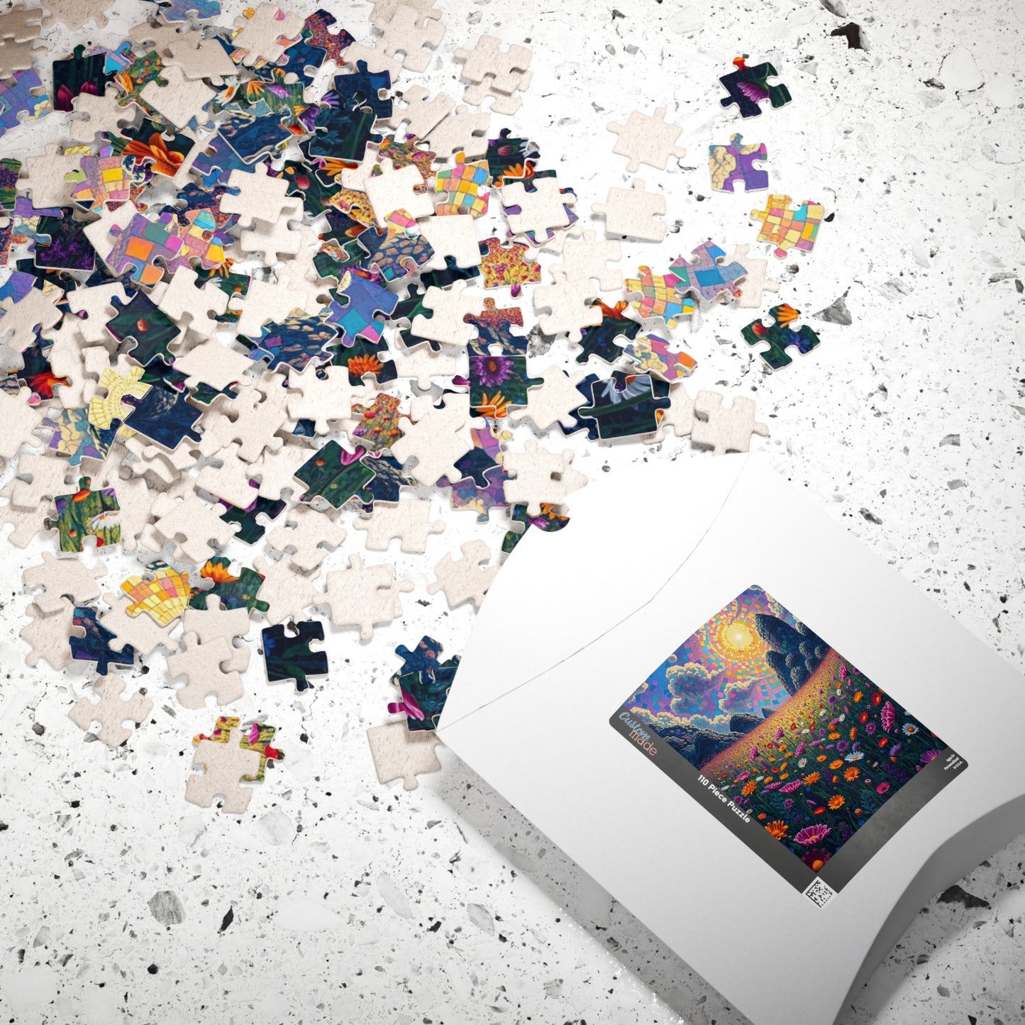 Colorful Sunrise Flower Puzzle, Floral Mosaic Jigsaw Game for Adults, Nature Art Puzzle, Family Game Night, Gift for Nature Lovers Puzzle The Puzzle Chest
