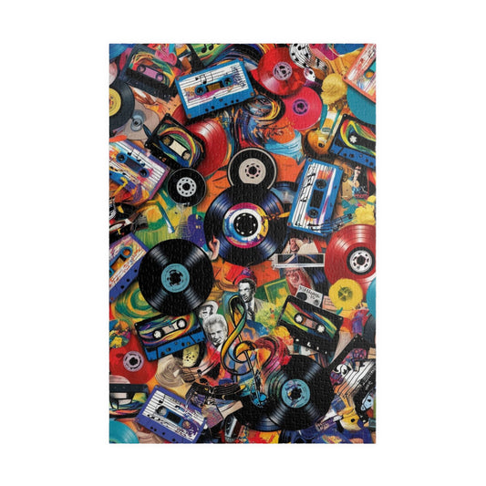 Retro Music Puzzle | Collage Jigsaw Game | Fun Family or Solo Activity, Nostalgic Gift for Music Lover, Vintage Vinyl Decor, Game Night 1014 pcs (Vertical) Puzzle The Puzzle Chest