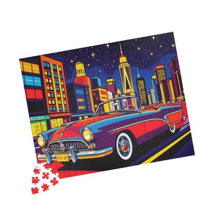 Classic Car Puzzle - Pop Art Jigsaw Game, Retro City Night Scene Puzzle The Puzzle Chest