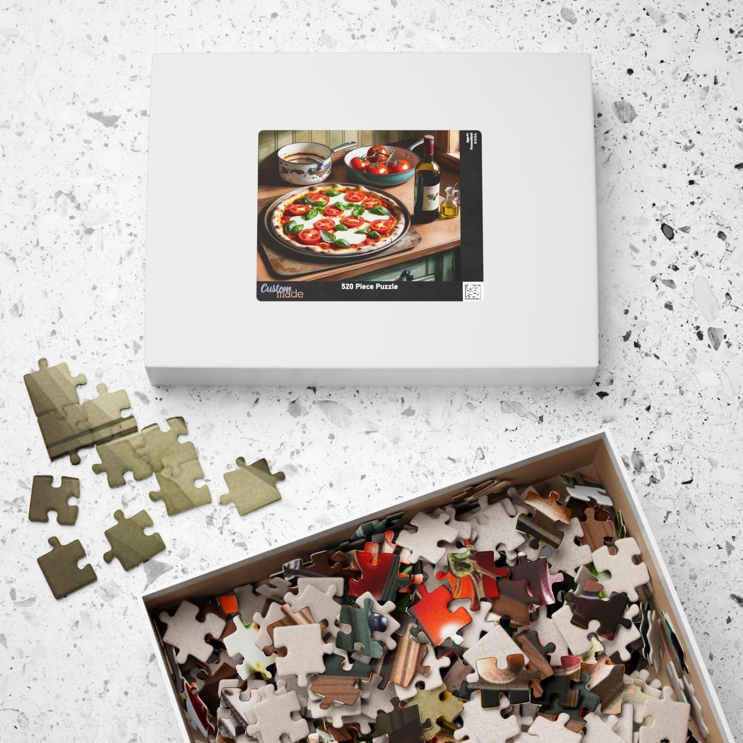 Foodie Culinary Jigsaw, Pizza Lover Activity, Olive Oil and Wine Puzzle, Kitchen Decor Game, Food Themed Game Night Fun Family Activity Puzzle The Puzzle Chest