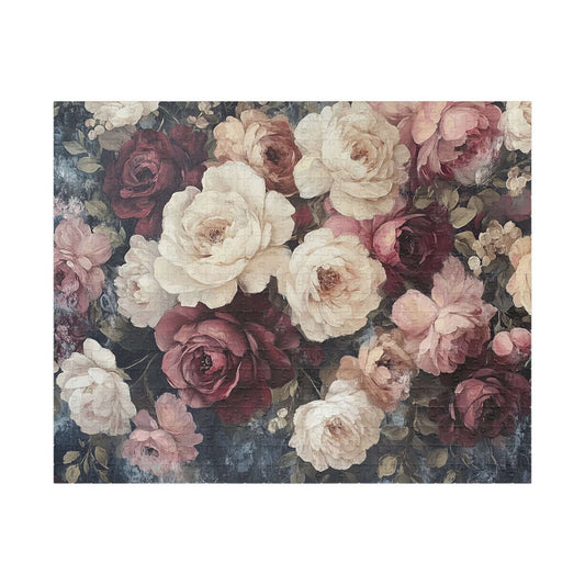 Vintage Rose Bouquet Jigsaw Puzzle — Floral Puzzle (Antique Flower Garden Vibe)