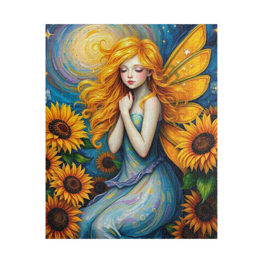 Sunflower Enchantress Jigsaw Puzzle - Enchanting Fairy and Sunflower Puzzle for Adults