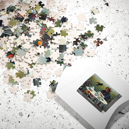 Melancholy Tea Party Jigsaw Puzzle, Victorian Woman and Raven, Gothic Art Print, Dark Fantasy Puzzle Lover Gift, Brain Teaser, Tabletop Game Puzzle The Puzzle Chest