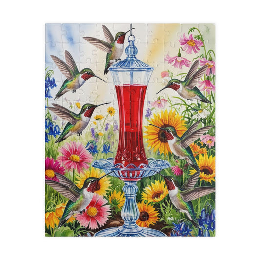 Jigsaw Puzzle - Hummingbirds and Wildflowers, 110-520 Piece, Fun and Relaxing Activity, Great for Bird Lovers. Gift for Nature Enthusiasts 110 pcs (Vertical) Puzzle The Puzzle Chest