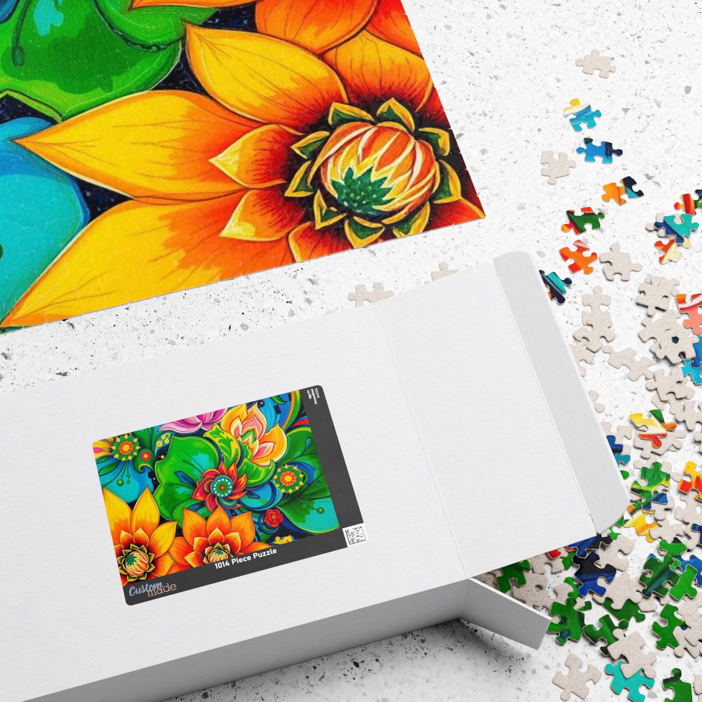 Colorful Floral Puzzle Art, Abstract Jigsaw Game, Family Fun, Friend Gift for Flower Lovers, Home Entertainment Activity, Mindful Puzzle The Puzzle Chest