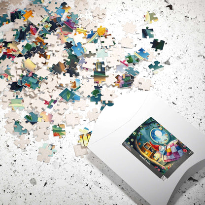 Gnome Dreamland Jigsaw Puzzle - Sleeping Dwarf in Treehouse Bedroom Puzzle The Puzzle Chest