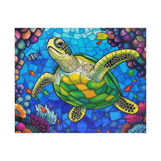 Coral Dreams Sea Turtle Puzzle - Stained Glass Style, 110-1014 Piece Ocean Themed Jigsaw for Solo Fun Family Activity, Marine Life Gift