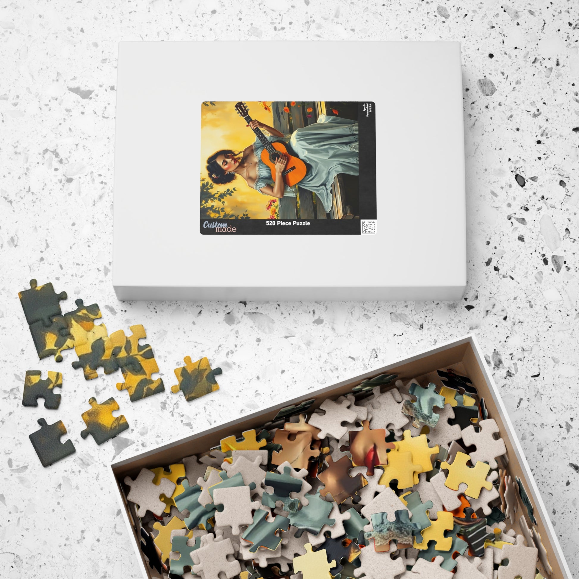 Latina Musician Jigsaw Puzzle (110, 252, 520, 1014-piece), Woman Playing Guitar, Folkloric Dress, Creative Pastime, Mind Exercise, Giftable Puzzle The Puzzle Chest